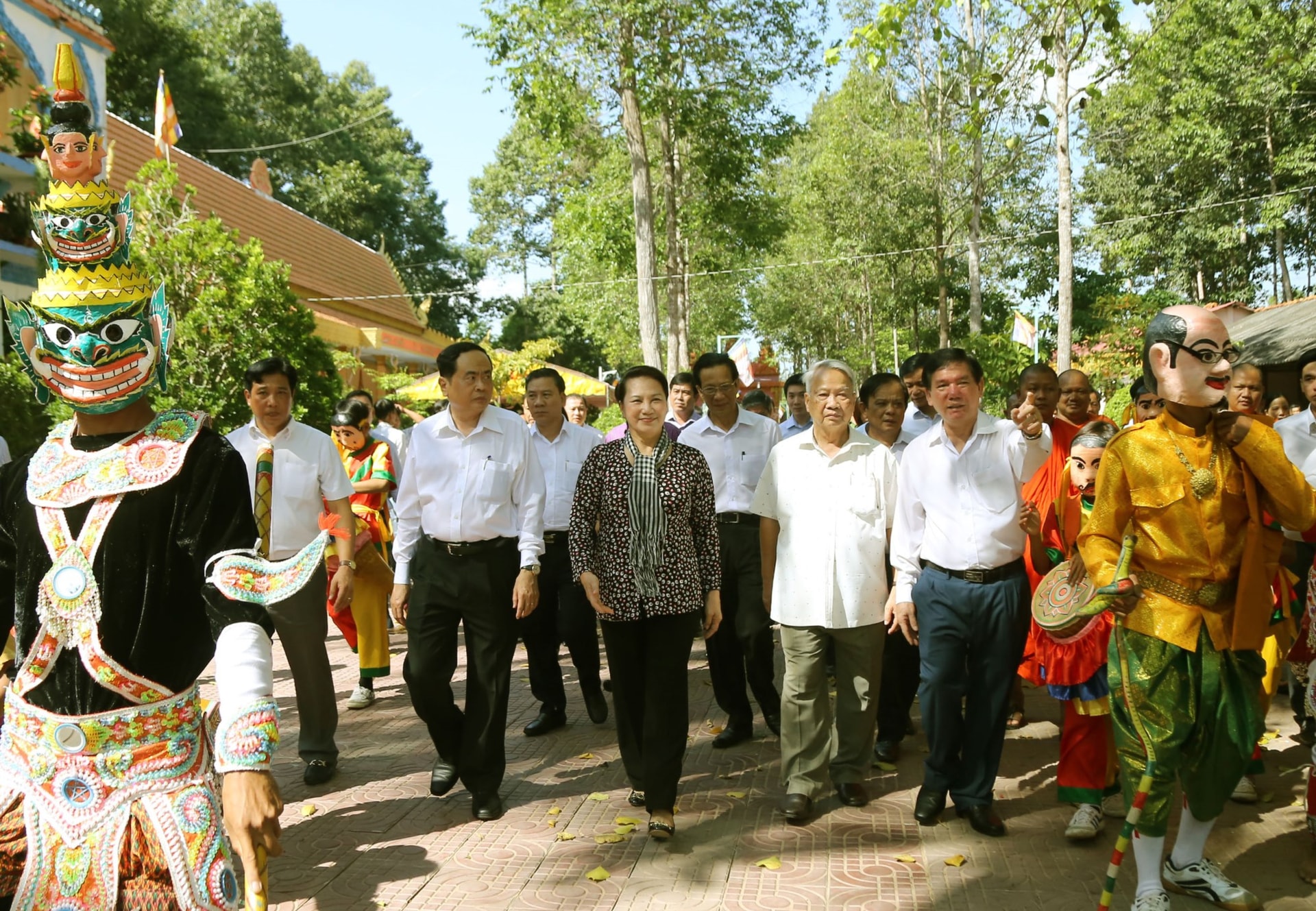Chủ tịch Quốc hội Nguyễn Thị Kim Ngân và Chủ tịch Ủy ban Trung ương MTTQ  Việt Nam Trần Thanh Mẫn cùng về dự 