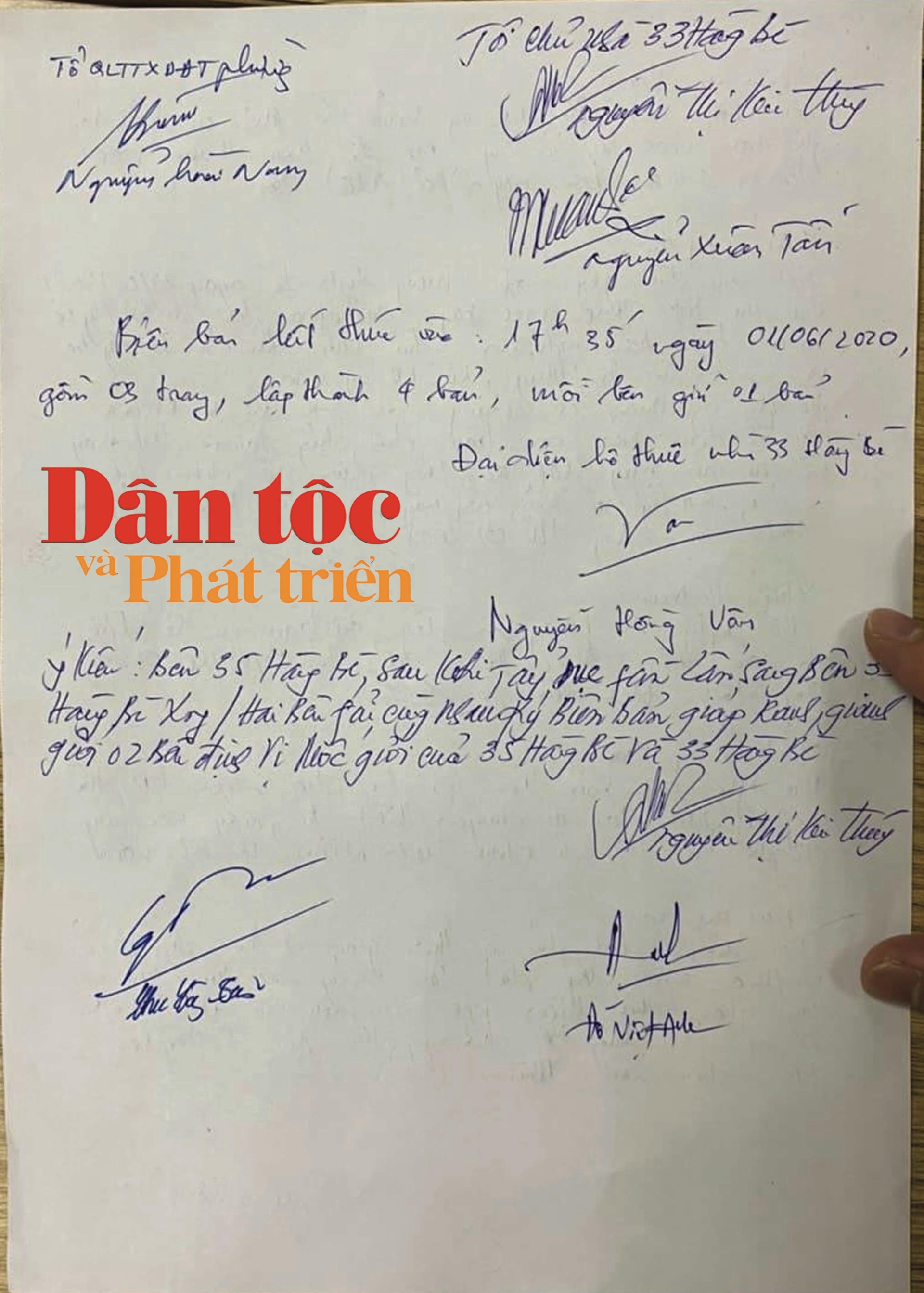 Trang cuối Biên bản cuộc họp ngày 1/6/2020 đã “chốt”, ông Đào Duy Hoàn bỏ về, không ký xác nhận