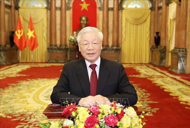 Tổng Bí thư, Chủ tịch nước Nguyễn Phú Trọng phát biểu tại Phiên khai mạc Đại hội đồng Liên nghị viện ASEAN lần thứ 41. Ảnh: Trí Dũng/TTXVN