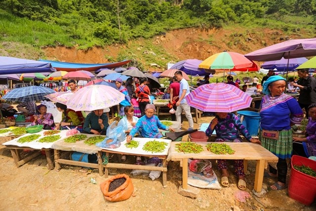 Đặc biệt đây là phiên chợ không thể thiếu đối với đồng bào các dân tộc thiểu số tại vùng huyện Si Ma Cai, Lào Cai. (Ảnh: Minh Sơn/Vietnam+).