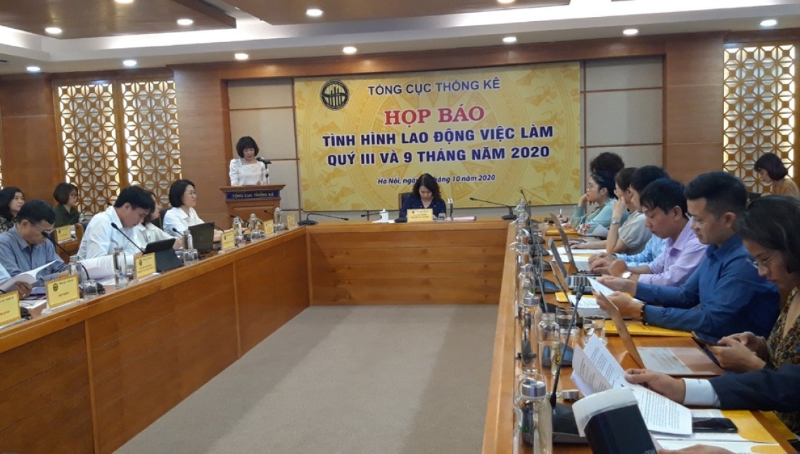 Tổng cục Thống kê họp báo về tình hình lao động việc làm quý III và 9 tháng năm 2020.