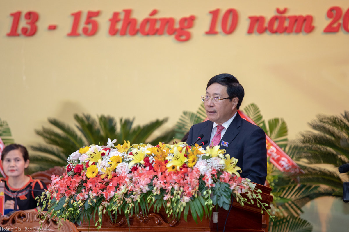 Ủy viên Bộ Chính trị, Phó Thủ tướng Chính phủ, Bộ trưởng Bộ Ngoại giao Phạm Bình Minh phát biểu chỉ đạo Đại hội