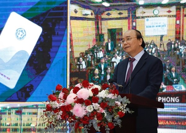 Thủ tướng Chính phủ Nguyễn Xuân Phúc phát biểu tại buổi Lễ công bố ứng dụng VssID - Bảo hiểm xã hội số