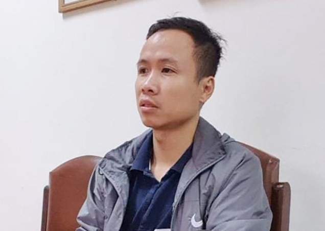 Đối tượng  Đinh Xuân Trường tại cơ quan Cảnh sát điều tra