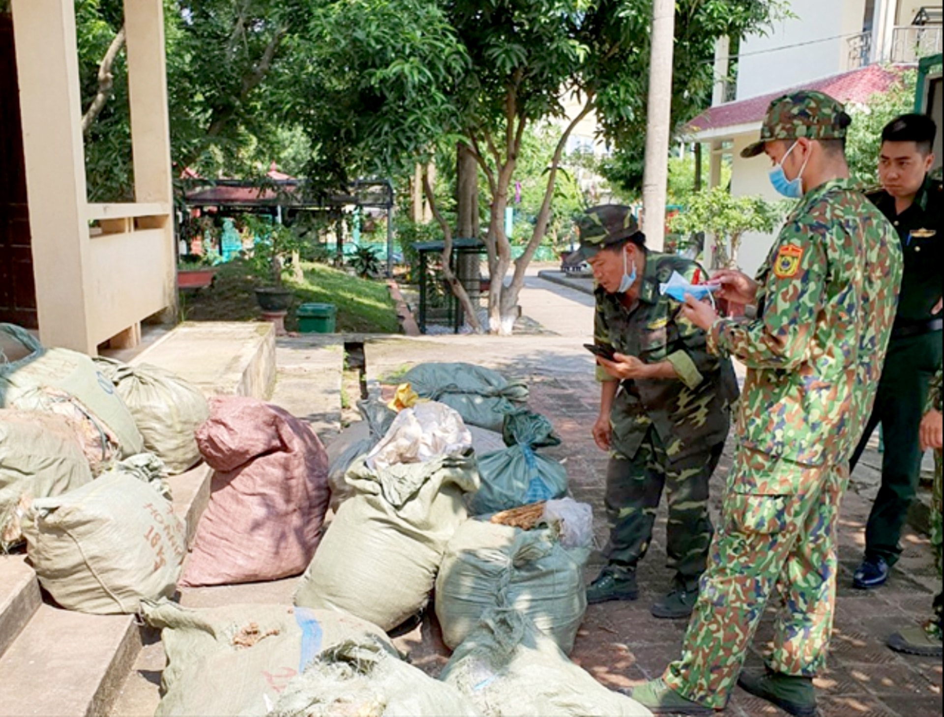 Số lượng lớn dược liệu nhập lậu do Đồn Biên phòng Chi Ma thu giữ.