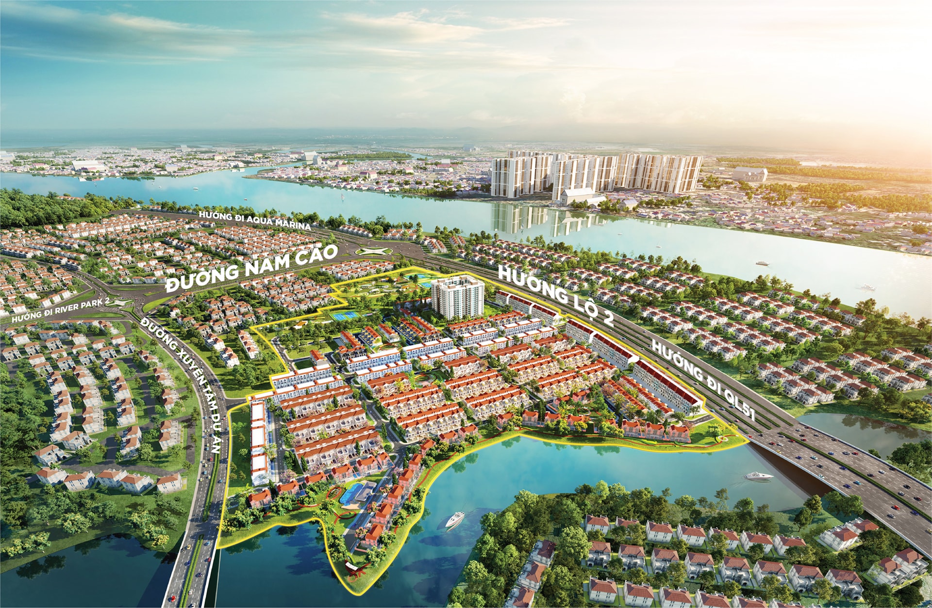 Vị trí tâm điểm kết nối khu đô thị ven sông và chuỗi tiện ích hiện đại sớm trở thành phân khu giao thương sầm uất giữa miền xanh sinh thái