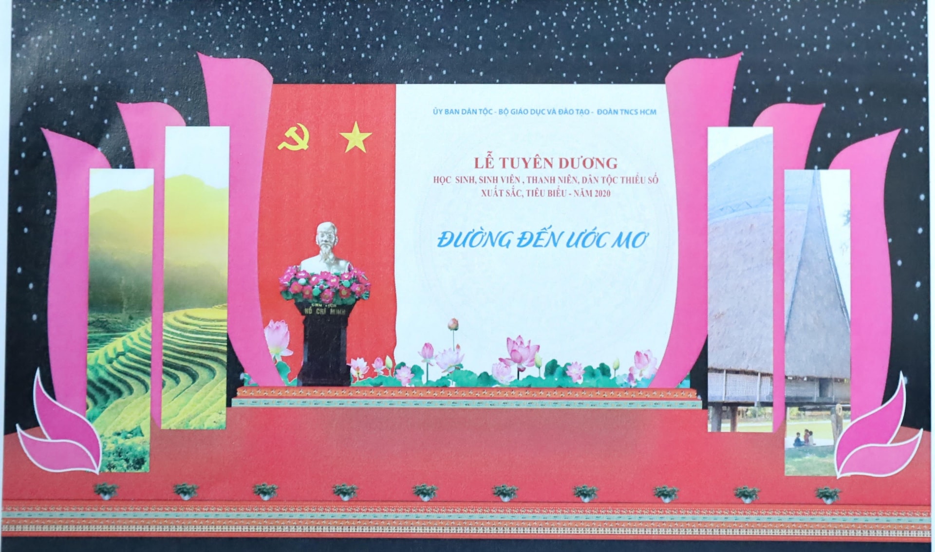 Thiết kế sân khấu Lễ Tuyên dương HS,SV,TN DTTS tiêu biểu năm 2020 – Đường đến ước mơ.