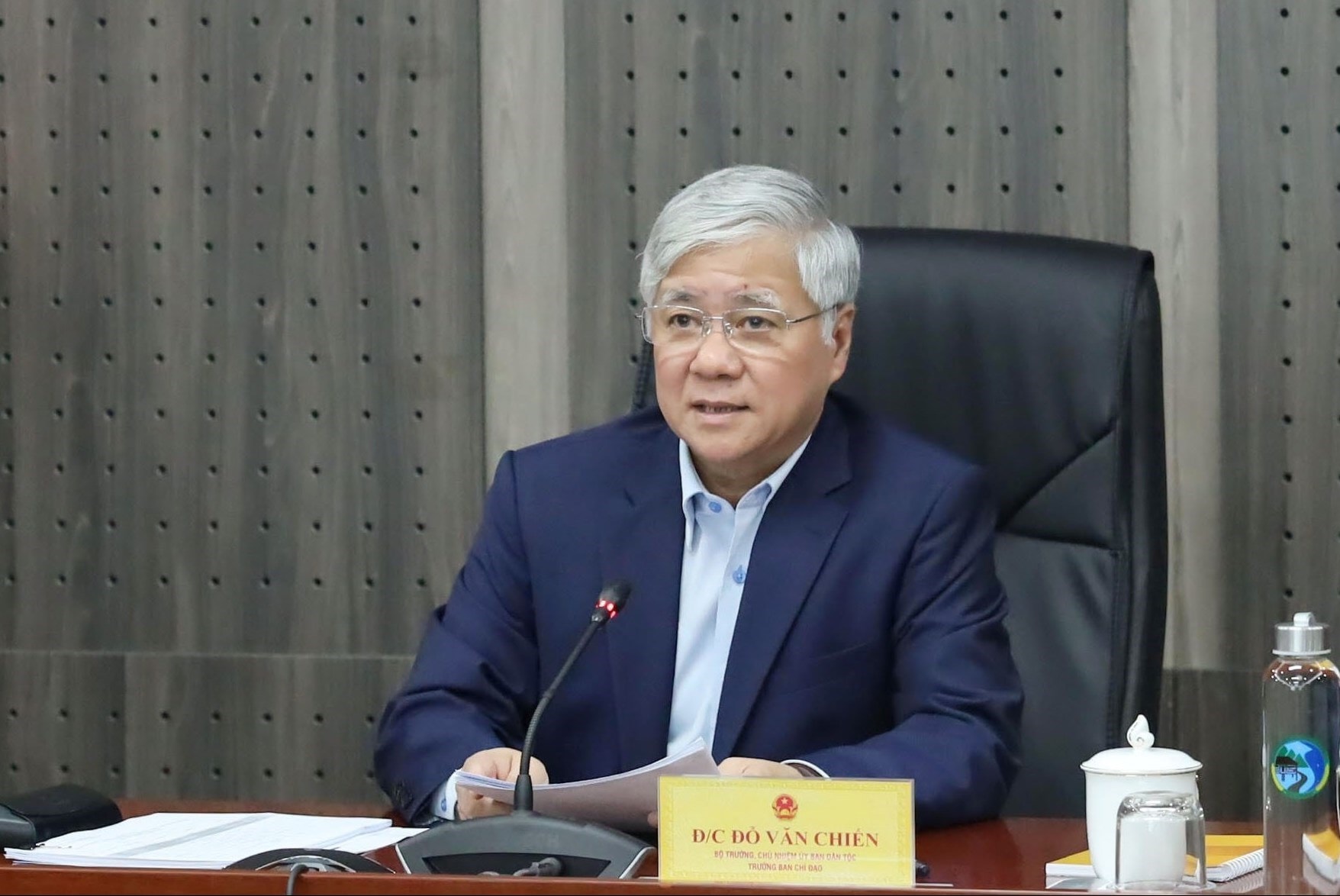 Bộ trưởng, Chủ nhiệm UBDT Đỗ Văn Chiến, Trưởng Ban Chỉ đạo Lễ Tuyên dương chủ trì buổi làm việc
