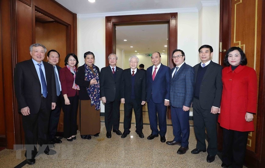 Tổng Bí thư, Chủ tịch nước Nguyễn Phú Trọng với các đại biểu dự bế mạc Hội nghị. Ảnh: TTXVN
