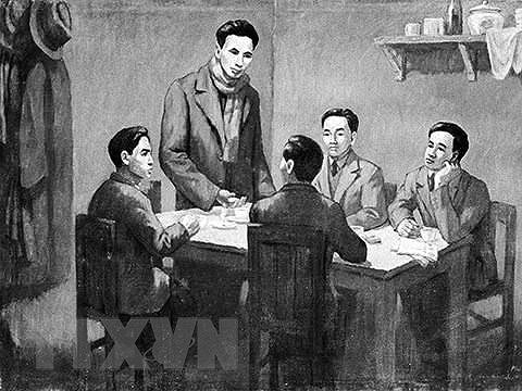 Từ ngày 6/1-7/2/1930, Hội nghị hợp nhất các tổ chức cộng sản thành lập Đảng Cộng sản Việt Nam được tổ chức tại Hong Kong (Trung Quốc) dưới sự chủ trì của đồng chí Nguyễn Ái Quốc thay mặt cho Quốc tế Cộng sản. (Ảnh: Tranh tư liệu/TTXVN) Từ ngày 6/1-7/2/1930, Hội nghị hợp nhất các tổ chức cộng sản thành lập Đảng Cộng sản Việt Nam được tổ chức tại Hong Kong (Trung Quốc) dưới sự chủ trì của đồng chí Nguyễn Ái Quốc thay mặt cho Quốc tế Cộng sản. (Ảnh: Tranh tư liệu/TTXVN)