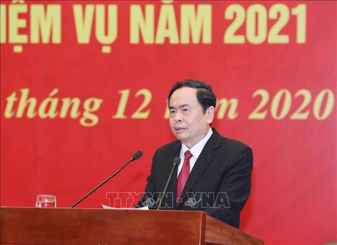Đồng chí Trần Thanh Mẫn, Bí thư Trung ương Đảng, Chủ tịch Uỷ ban Trung ương Mặt trận Tổ quốc Việt Nam. Ảnh: Phương Hoa/TTXVN