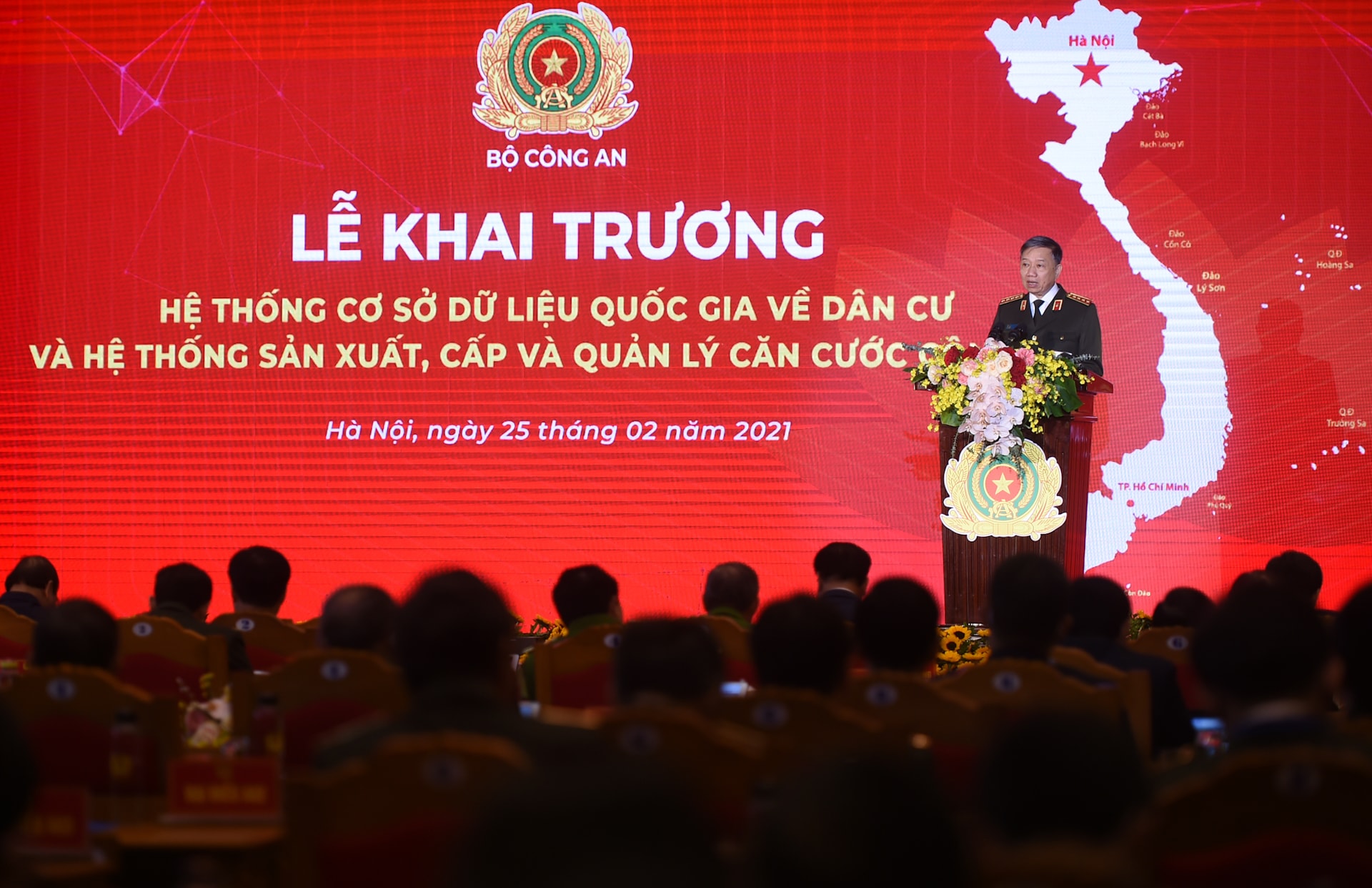 Đại tướng Tô Lâm, Bộ trưởng Bộ Công an phát biểu tại buổi lễ. Ảnh VGP/Quang Hiếu