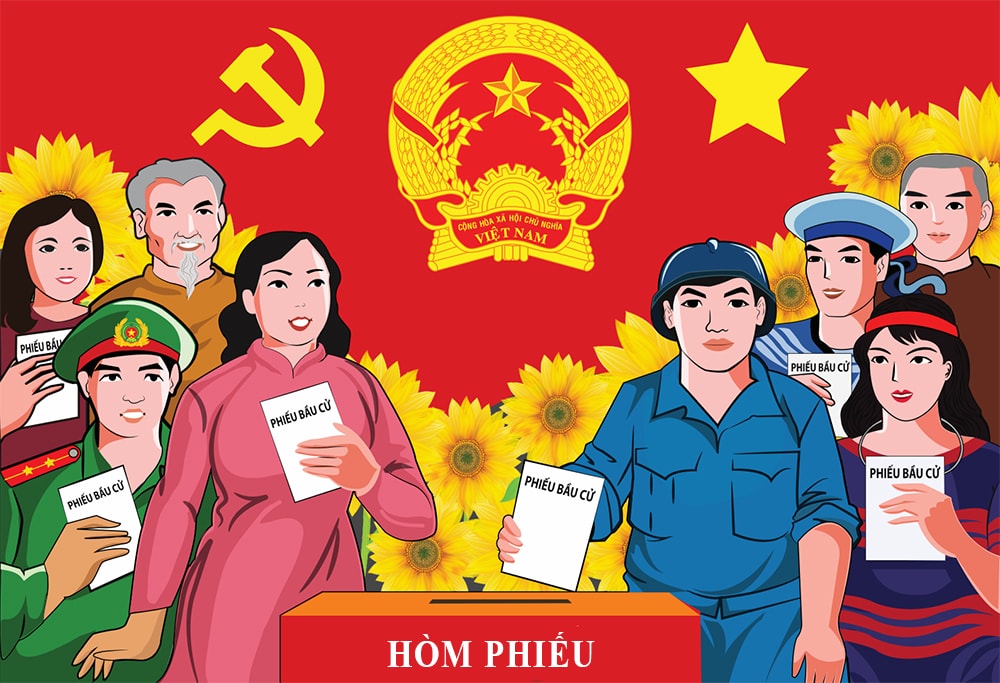 Tham gia bầu cử là quyền lợi và trách nhiệm của nhân dân cả nước (tranh cổ động) Tham gia bầu cử là quyền lợi và trách nhiệm của Nhân dân cả nước (tranh cổ động)