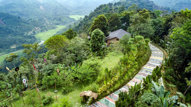 Con đường thổ cẩm với những hoạ tiết và màu sắc giữa muôn ngàn cây lá xanh tươi