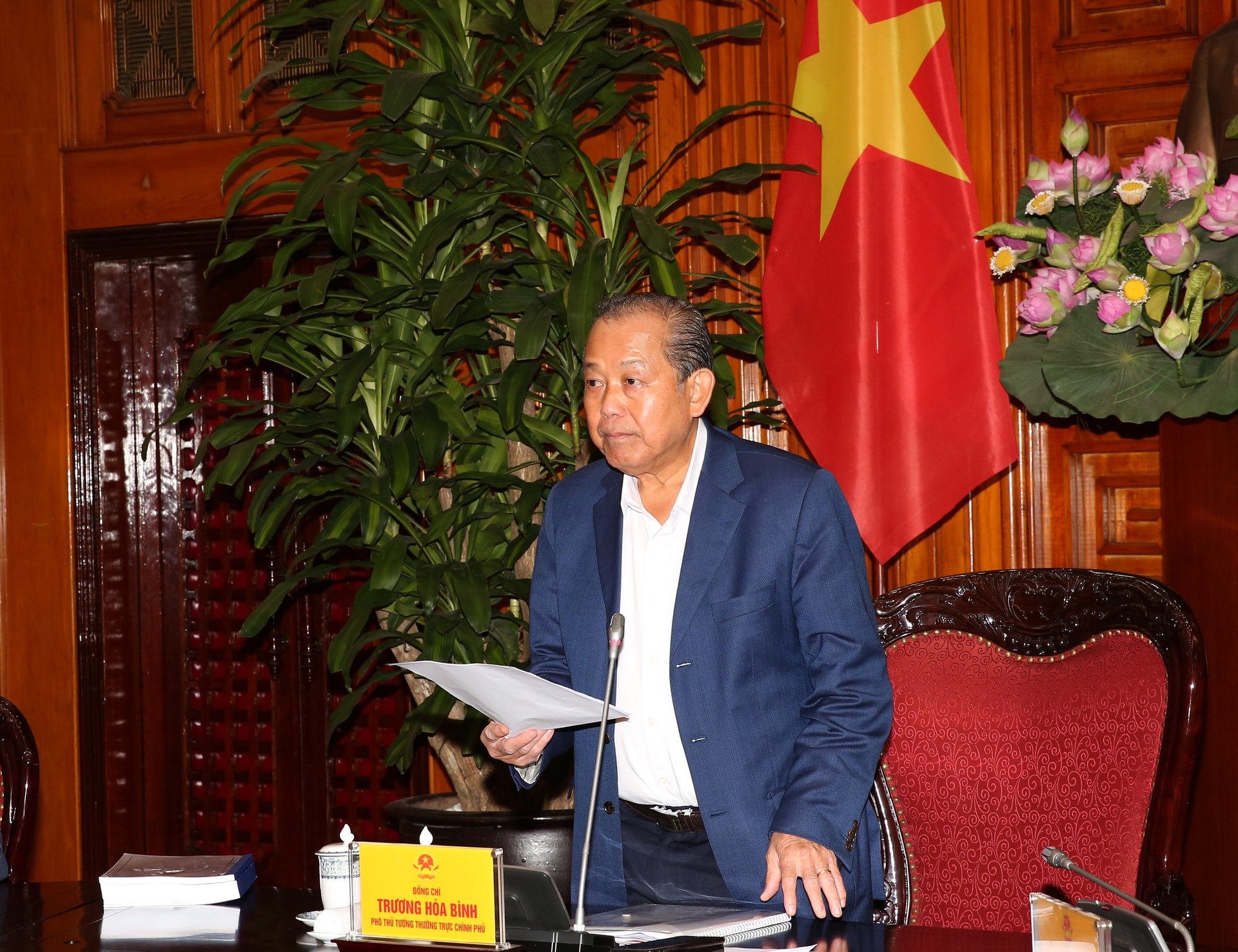 Phó Thủ tướng Thường trực Chính phủ Trương Hòa Bình phát biểu tại cuộc họp - Ảnh: VGP/Lê Sơn Phó Thủ tướng Thường trực Chính phủ Trương Hòa Bình phát biểu tại cuộc họp - Ảnh: VGP/Lê Sơn