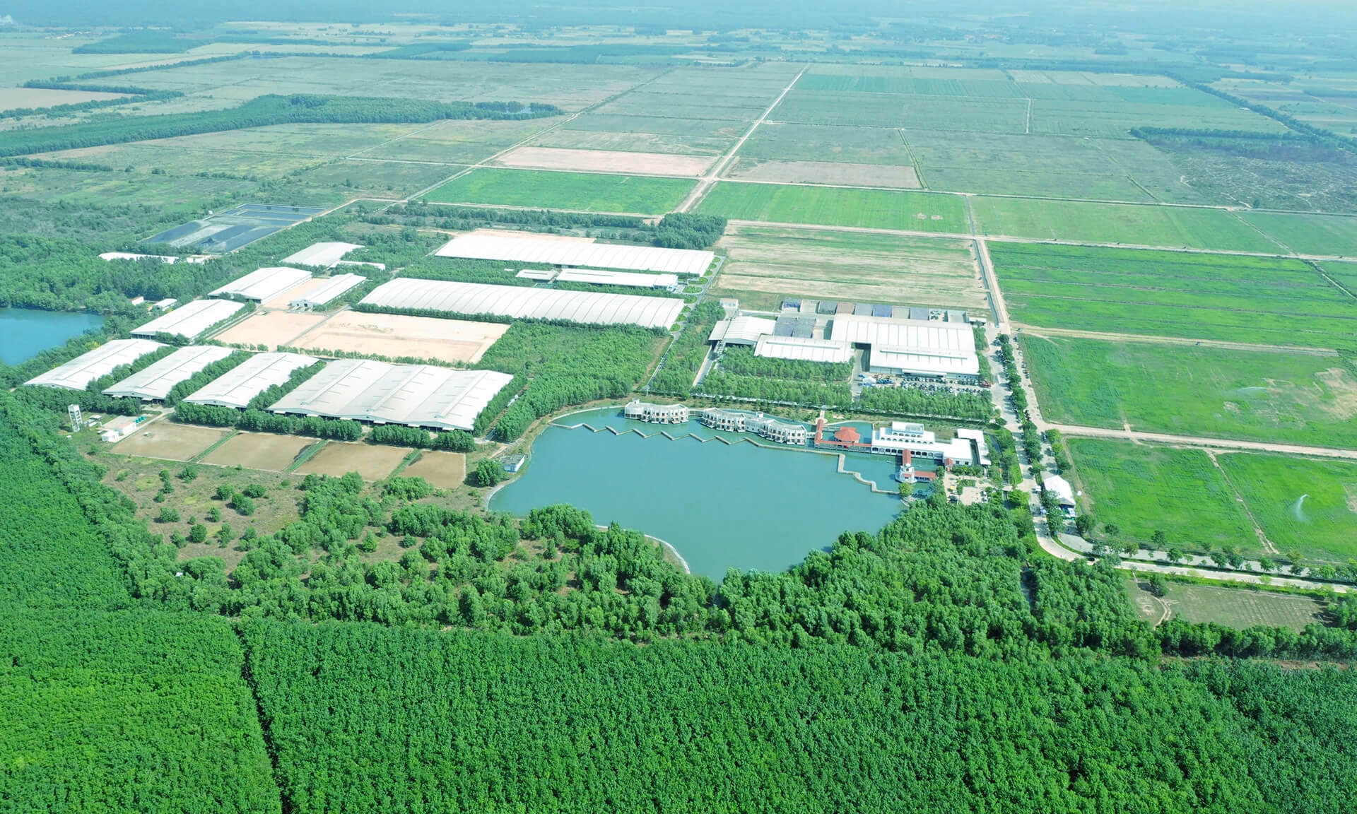 Toàn cảnh Trang trại sinh thái Vinamilk Green Farm Tây Ninh với 9 hồ nước điều hoà khí hậu, làm mát cho cả khu vực, tạo ra không gian mát mẻ ngay cả trong mùa nắng nóng cao điểm Toàn cảnh Trang trại sinh thái Vinamilk Green Farm Tây Ninh với 9 hồ nước điều hoà khí hậu, làm mát cho cả khu vực, tạo ra không gian mát mẻ ngay cả trong mùa nắng nóng cao điểm