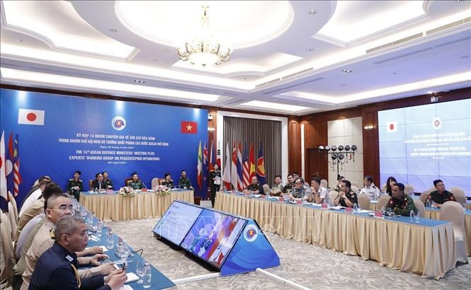Quang cảnh hội nghị trực tuyến tại điểm cầu Hà Nội. Ảnh: Dương Giang/TTXVN