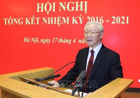 Tổng Bí thư Nguyễn Phú Trọng phát biểu tại hội nghị. Ảnh TTXVN