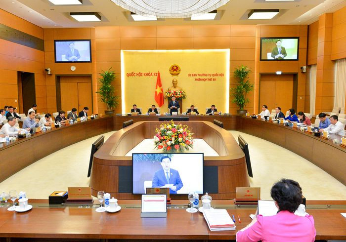 Chủ tịch Quốc hội Vương Đình Huệ phát biểu khai mạc Phiên họp lần thứ 55 của Ủy ban Thường vụ Quốc hội
