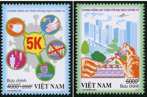 Bộ tem ‘Chung sống an toàn với đại dịch COVID-19’.