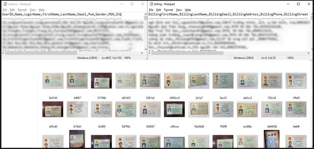 Ảnh chụp chứng minh nhân dân và thông tin cá nhân của người Việt bị hacker rao bán