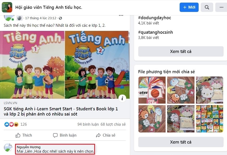 Quan điểm của độc giả sau phản ánh SGK tiếng Anh i-Learn Smart Start lớp 1 và lớp 2 có sai sót