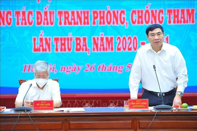 Phó Trưởng Ban Nội chính Trung ương Trần Quốc Cường phát biểu tại cuộc họp, chiều 26/5. Ảnh: Minh Đức/TTXVN