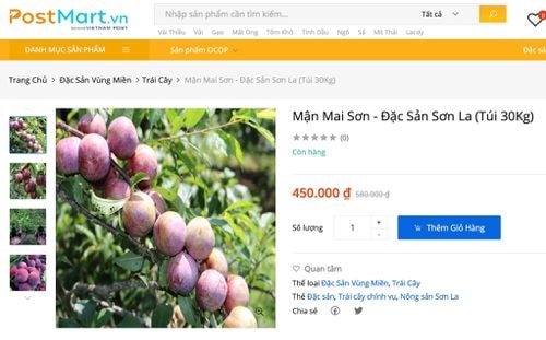 Mận hậu lên sàn thương mại điện tử