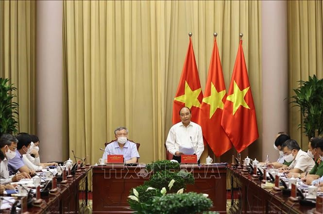 Chủ tịch nước Nguyễn Xuân Phúc phát biểu. Ảnh: Thống Nhất/TTXVN