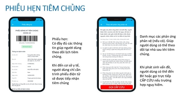 Giao diện ứng dụng đăng kí tiêm vaccine ngừa COVID-19 trên điện thoại thông minh. Ảnh minh họa.