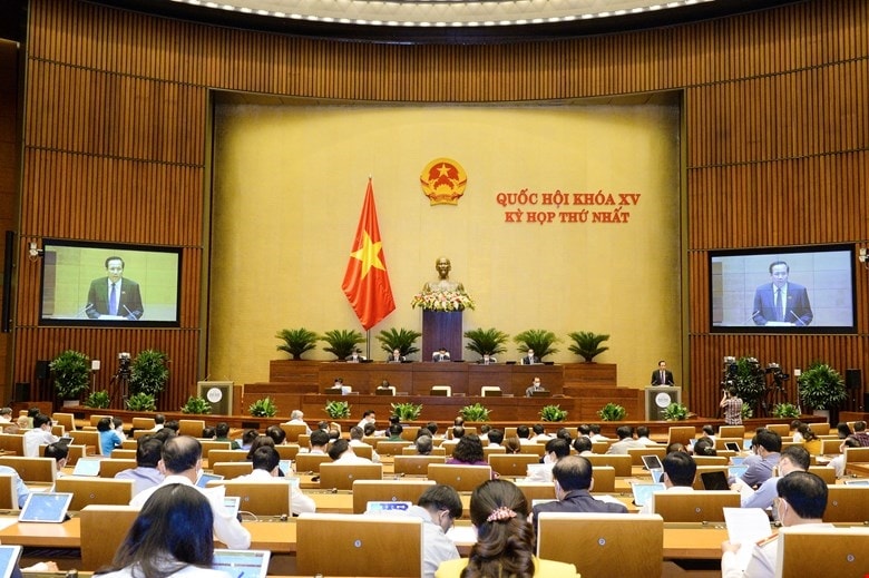 Quang cảnh phiên họp Quốc hội chiều ngày 23/7 tại Hội trường