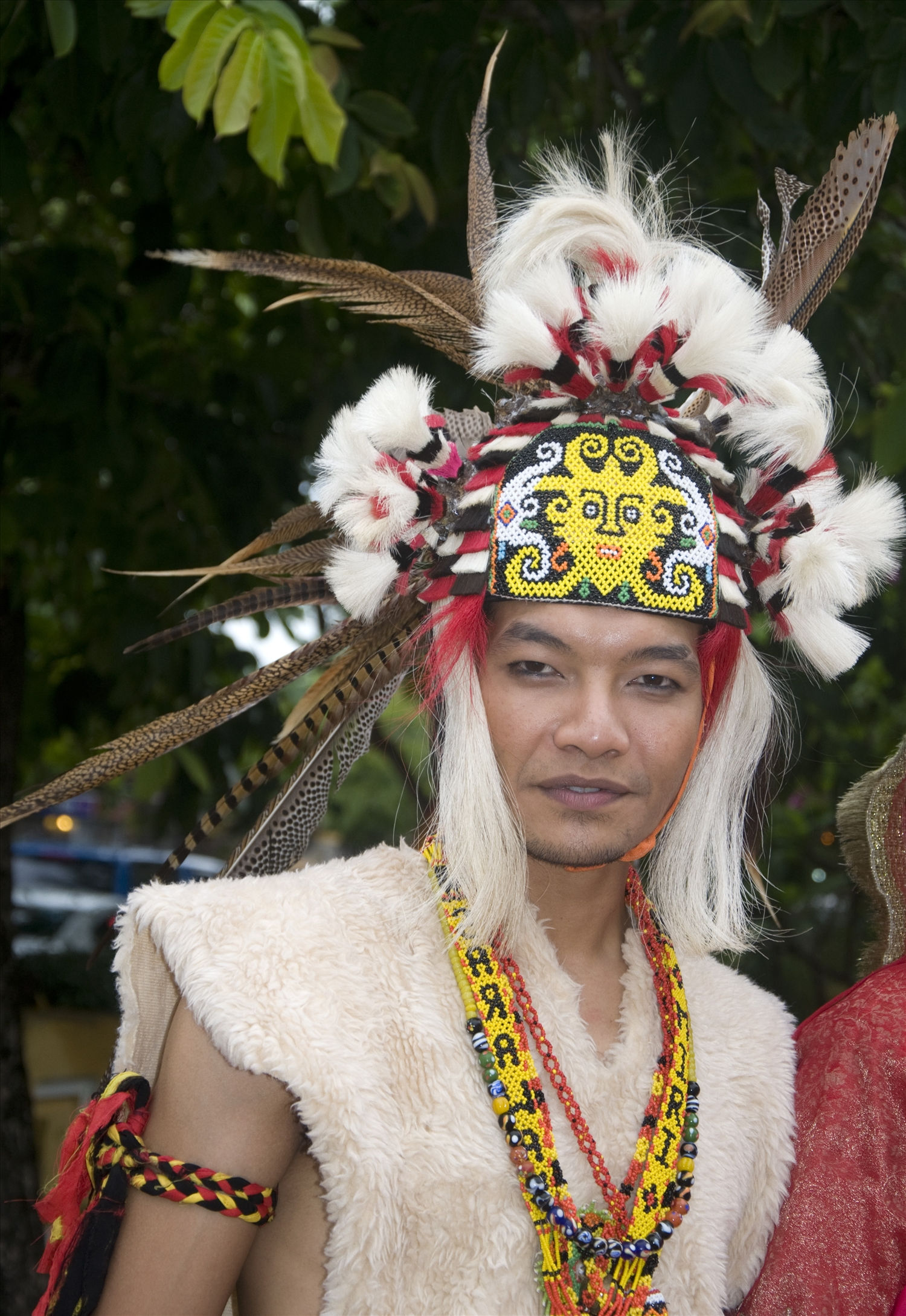 Trang sức lông chim của nam giới dân tộc Orang Ulu, vùng Sarawak, đảo Borneo, Malaysia Trang sức lông chim của nam giới dân tộc Orang Ulu, vùng Sarawak, đảo Borneo, Malaysia