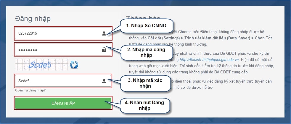 Các bước thực hiện điều chỉnh nguyện vọng đăng ký xét tuyển trực tuyến 1