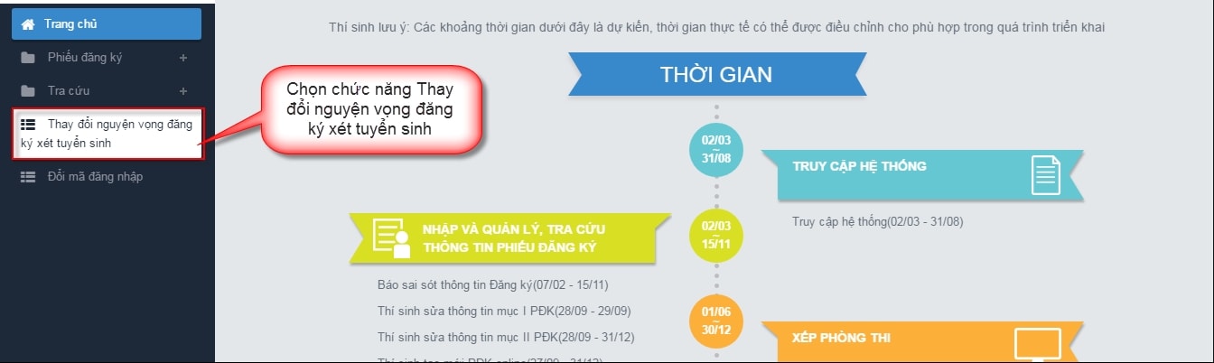 Các bước thực hiện điều chỉnh nguyện vọng đăng ký xét tuyển trực tuyến 2