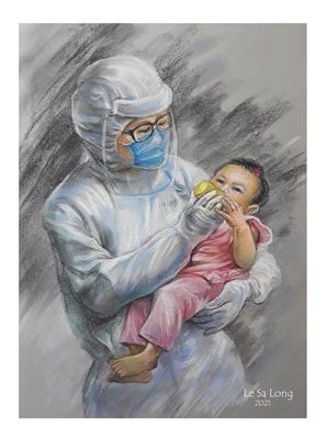 Tác phẩm tranh Dòng sữa ngọt ngào 