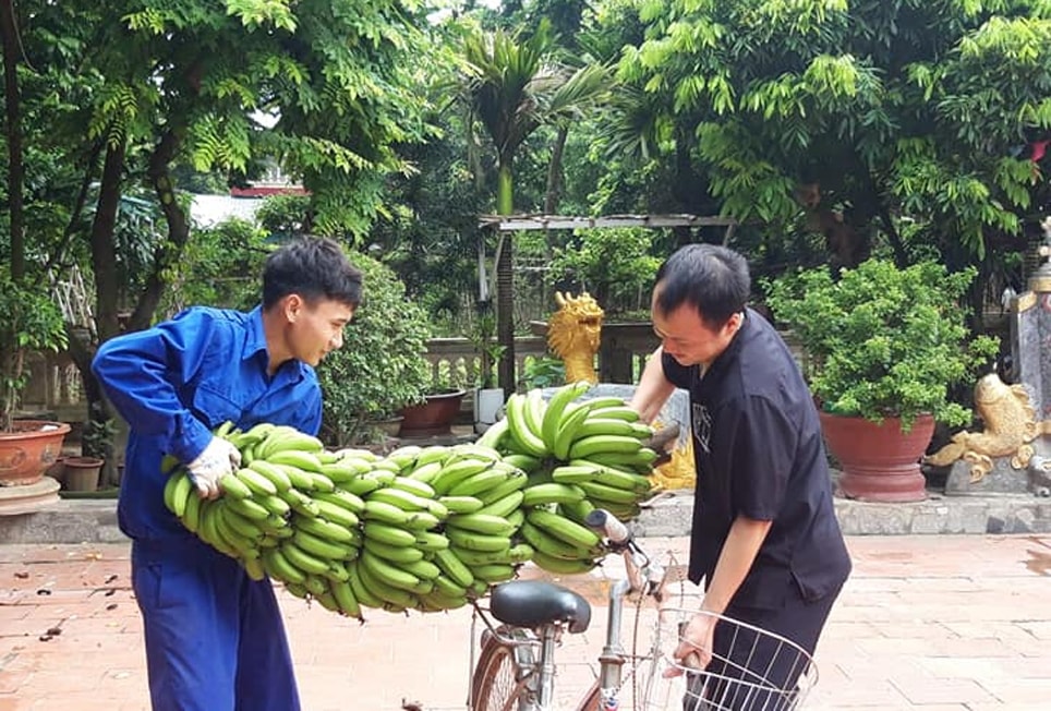 Người dân góp buồng chuối ủng hộ Người dân góp buồng chuối ủng hộ