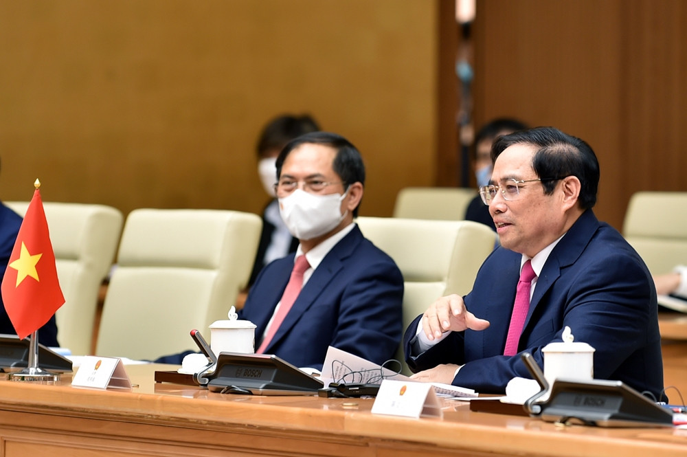 Thủ tướng Phạm Minh Chính: Việc tăng cường và phát triển quan hệ Việt Nam - Trung Quốc ngày càng ổn định, lành mạnh là nhân tố quan trọng đối với sự phát triển của mỗi nước, đóng góp vào hòa bình, hợp tác và phát triển của khu vực và trên thế giới. - Ảnh: VGP/Nhật Bắc