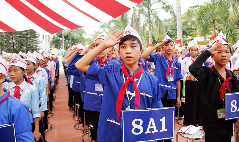 Học sinh Trường Phổ thông dân tộc Nội trú Ba Vì (Hà Nội) (Ảnh chụp thời điểm trước khi có dịch Covid-19)