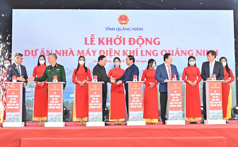 Phó Thủ tướng Lê Văn Thành bấm nút khởi công dự án Nhà máy điện khí LNG Quảng Ninh