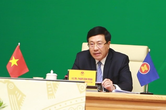 Phó Thủ tướng Thường trực Phạm Bình Minh: Việc hiện thực hóa được mục tiêu kiểm soát và phục hồi kinh tế cần sự nỗ lực, chung tay vun đắp của tất cả 10 nước thành viên ASEAN cũng như bạn bè, đối tác - Ảnh: VGP/Hải Minh