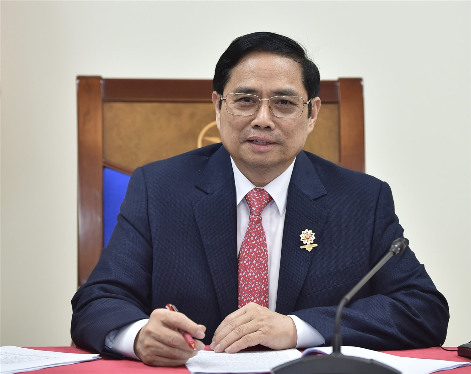 Thủ tướng Phạm Minh Chính đề nghị Chile cùng thúc đẩy cộng đồng quốc tế tạo điều kiện cho các nước đang phát triển tiếp cận tài chính, công nghệ để nâng cao khả năng thích ứng với biến đổi khí hậu - Ảnh: VGP/Nhật Bắc