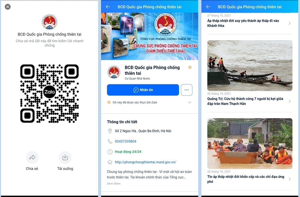 Người dân tìm (quét QR) và quan tâm trang Zalo “BCĐ Quốc gia Phòng chống thiên tai” để nhận thông tin chính thống, nhanh chóng Người dân tìm (quét QR) và quan tâm trang Zalo “BCĐ Quốc gia Phòng chống thiên tai” để nhận thông tin chính thống, nhanh chóng