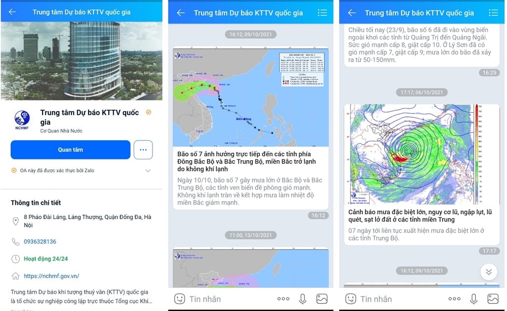 Các thông báo cập nhật tình hình thời tiết được gửi cho người dân tại những địa phương chịu ảnh hưởng của mưa lũ Các thông báo cập nhật tình hình thời tiết được gửi cho người dân tại những địa phương chịu ảnh hưởng của mưa lũ