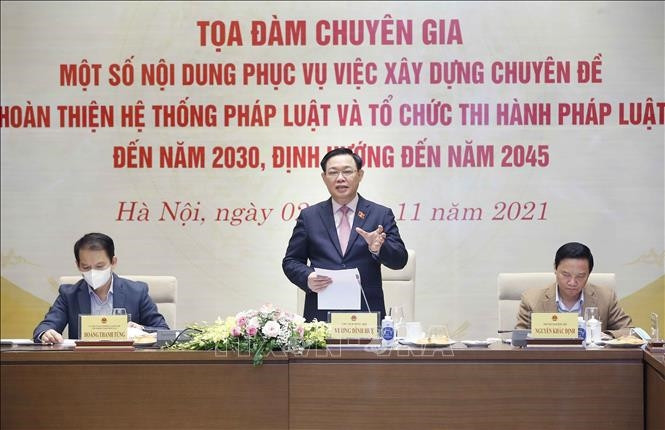 Chủ tịch Quốc hội Vương Đình Huệ phát biểu. Ảnh: Doãn Tấn/TTXVN