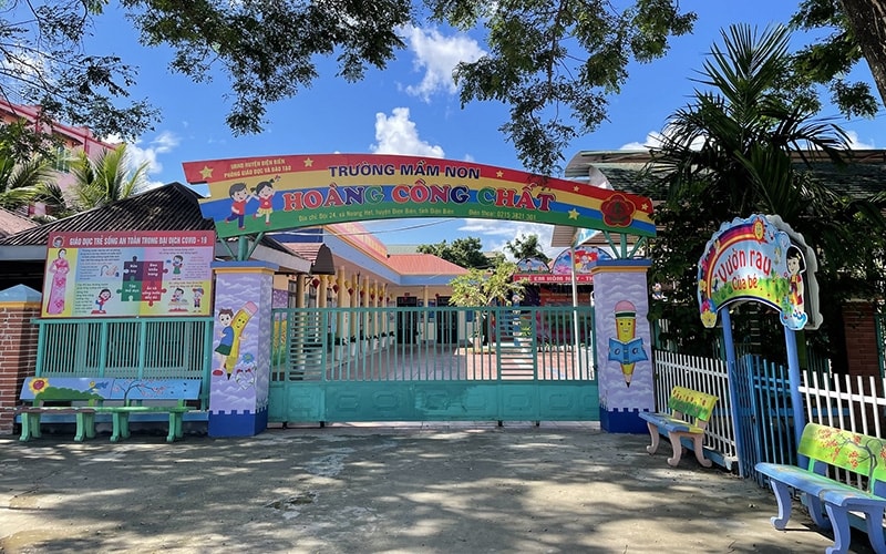 Trường Mầm non Hoàng Công Chất trên địa bàn huyện Điện Biên Trường Mầm non Hoàng Công Chất trên địa bàn huyện Điện Biên đã dừng học trực tiếp từ ngày 2/11. Ảnh: BND