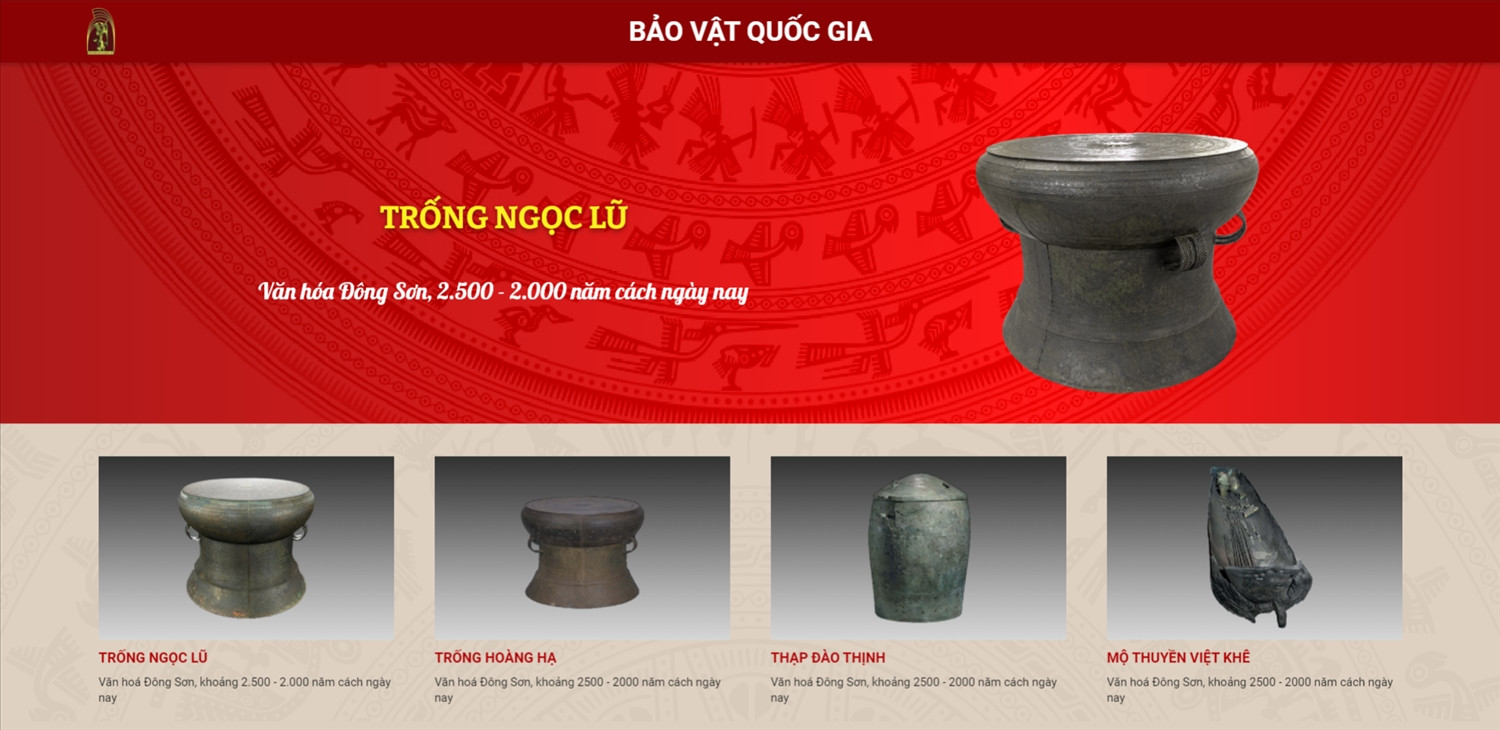 Hình ảnh trung bày 3D Trống đồng Ngọc Lũ của Bảo tàng lịch sử quốc gia