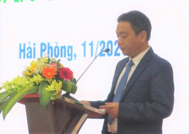 Tiến sĩ Kiến trúc sư Hoàng Đạo Cương, Thứ trưởng Bộ Văn hóa Thể thao và Du lịch phát biểu tại Hội thảo