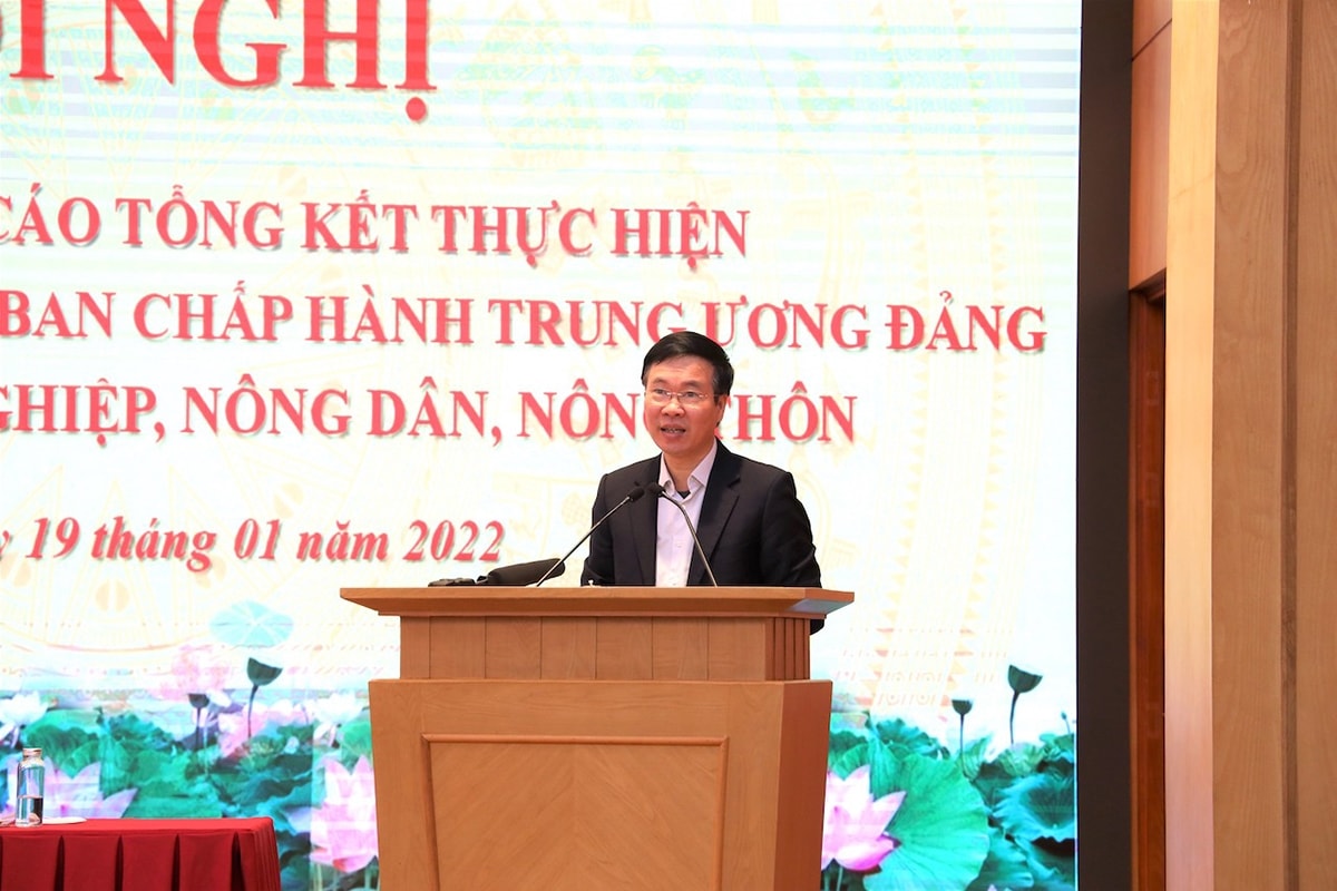 Thường trực Ban Bí thư Võ Văn Thưởng: Thời điểm này đã chín muồi để tổng kết thực hiện Nghị quyết 26-NQ/TW và cũng là thời điểm để có thể ban hành một nghị quyết mới của Ban Chấp hành Trung ương về vấn đề nông nghiệp, nông dân, nông thôn. (Ảnh: VGP) Thường trực Ban Bí thư Võ Văn Thưởng: Thời điểm này đã chín muồi để tổng kết thực hiện Nghị quyết 26-NQ/TW và cũng là thời điểm để có thể ban hành một nghị quyết mới của Ban Chấp hành Trung ương về vấn đề nông nghiệp, nông dân, nông thôn. (Ảnh: VGP)