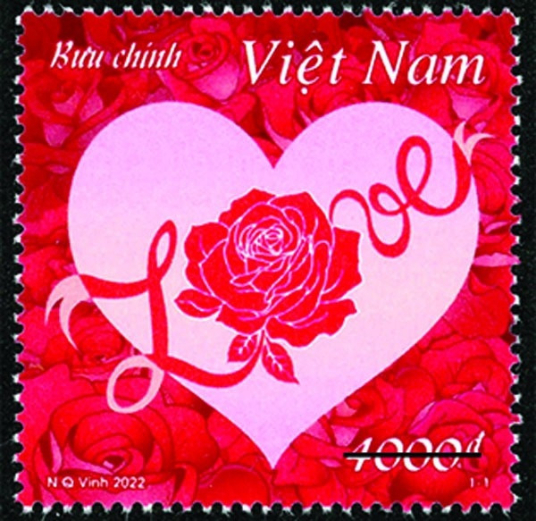 Mẫu tem tình yêu phát hành năm 2022. Ảnh: vnpost.vn