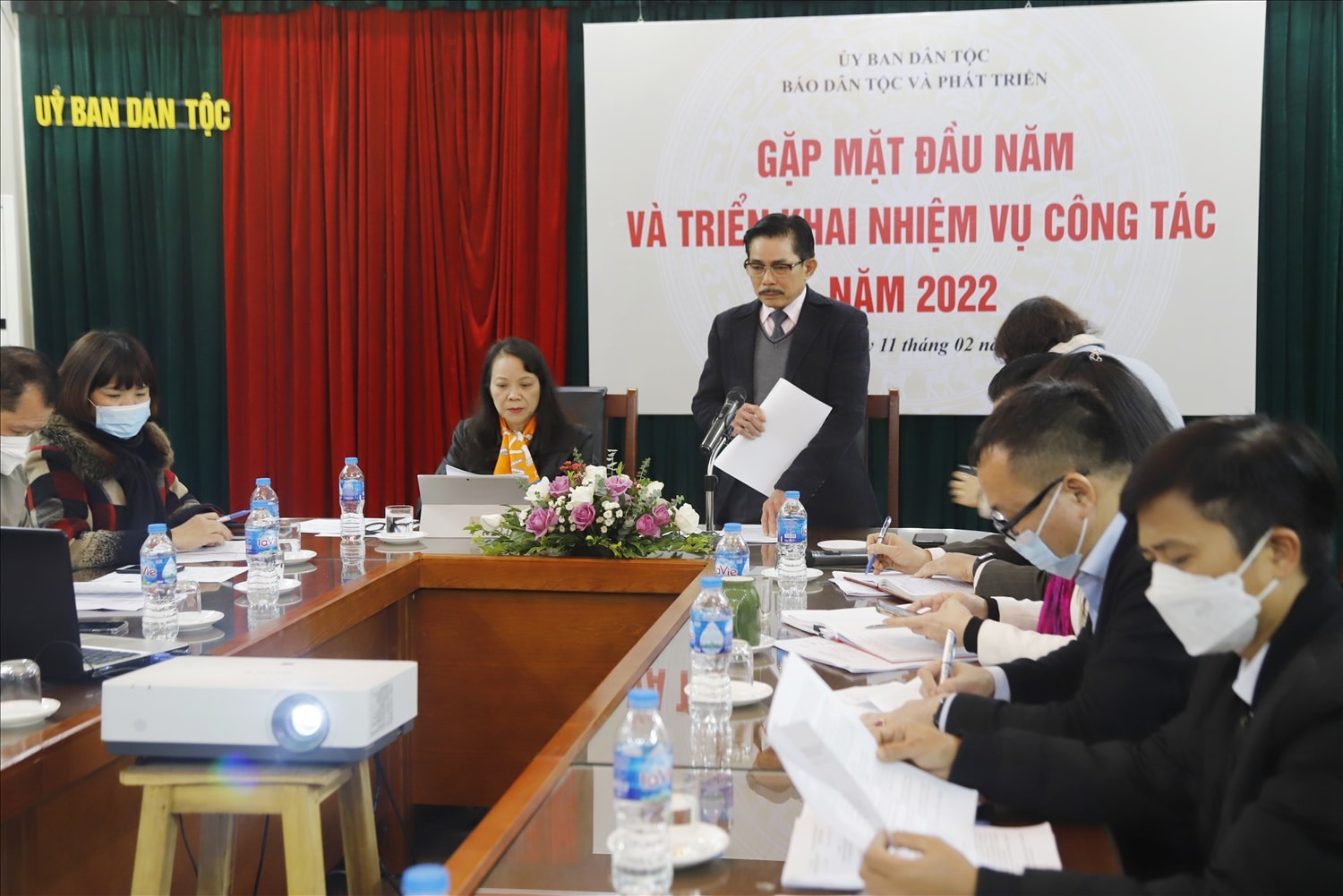 Ông Lê Công Bình, Tổng Biên tập Báo Dân tộc và Phát triển phát biểu tại buổi gặp mặt